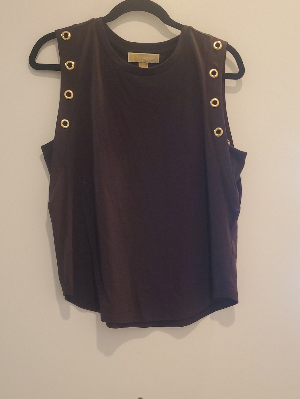 Michael Kors Black Tank Top with Gold Grommet Accents